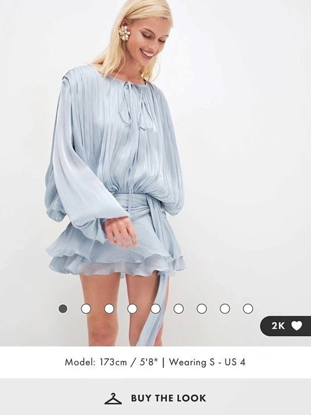 Lioness (ASOS) Pleated Ruffle Mini Dress in Baby Blue Size S Like New